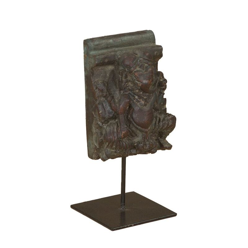 World Interiors Curio Carved Wooden Ganesha on Iron Stand image number 0