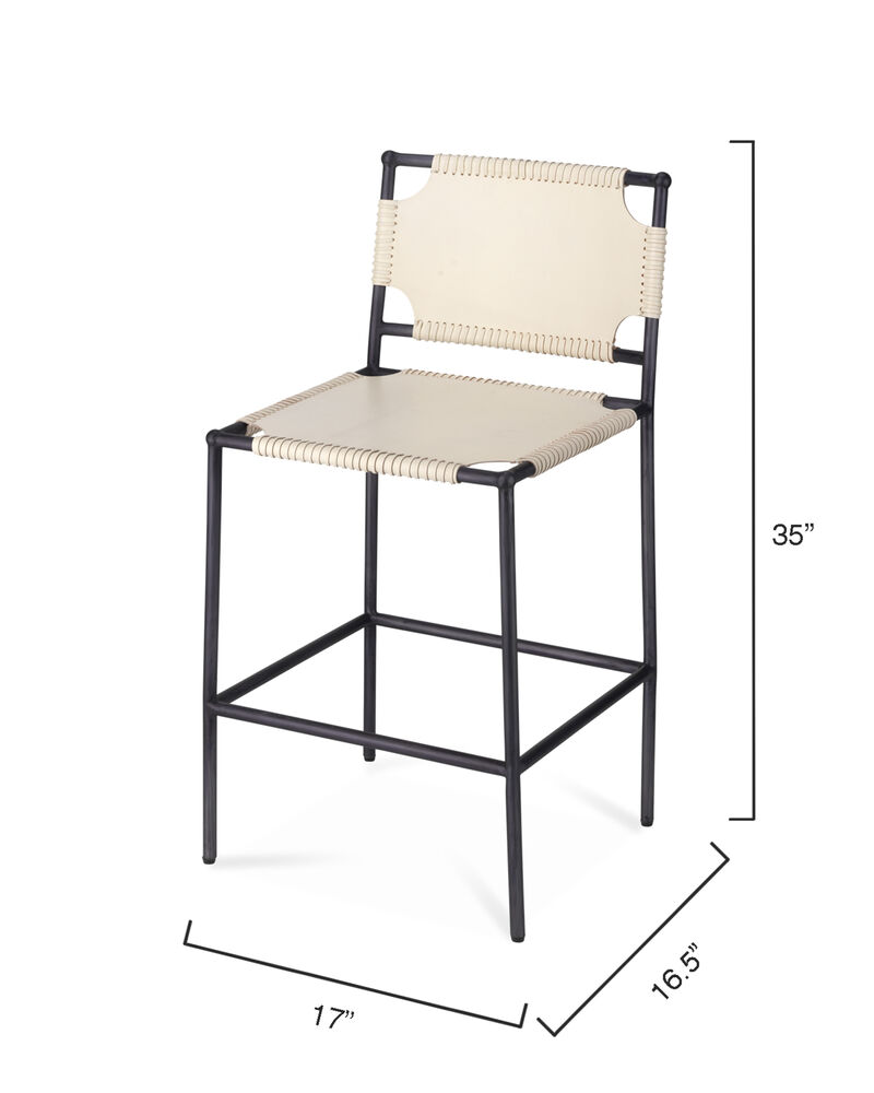 Asher White Leather Counter Stool