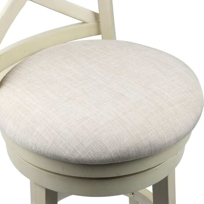 White Solid Wood Swivel Bar Stools Set of 2, Upholstered Seat image number 3