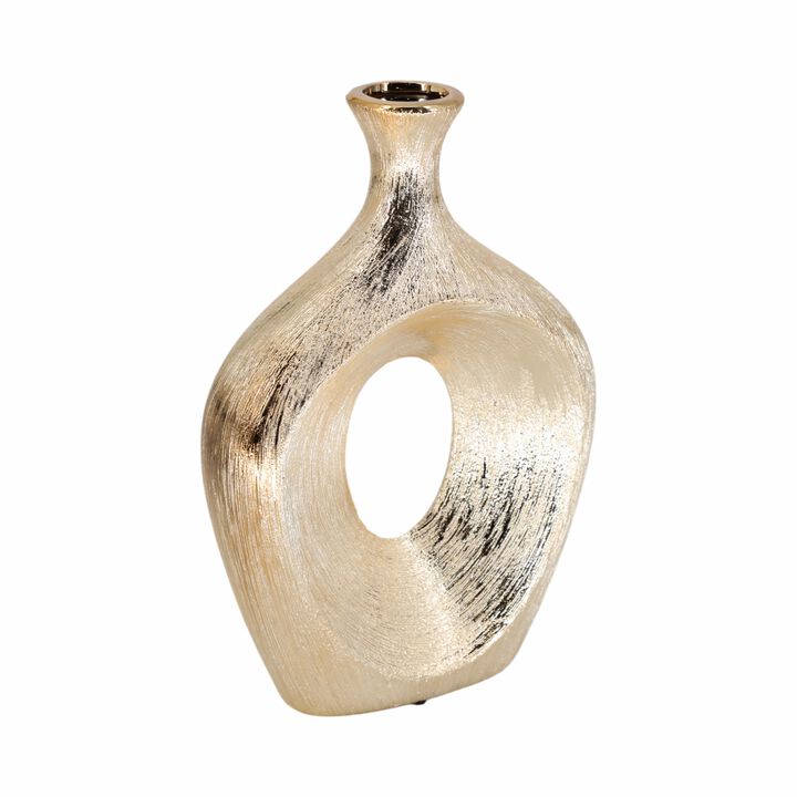 13" Scratched Oval Vase