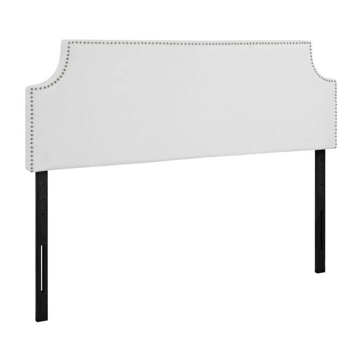 Upholstered Vinyl Queen Headboard in Neutral Tone with Durable Padding