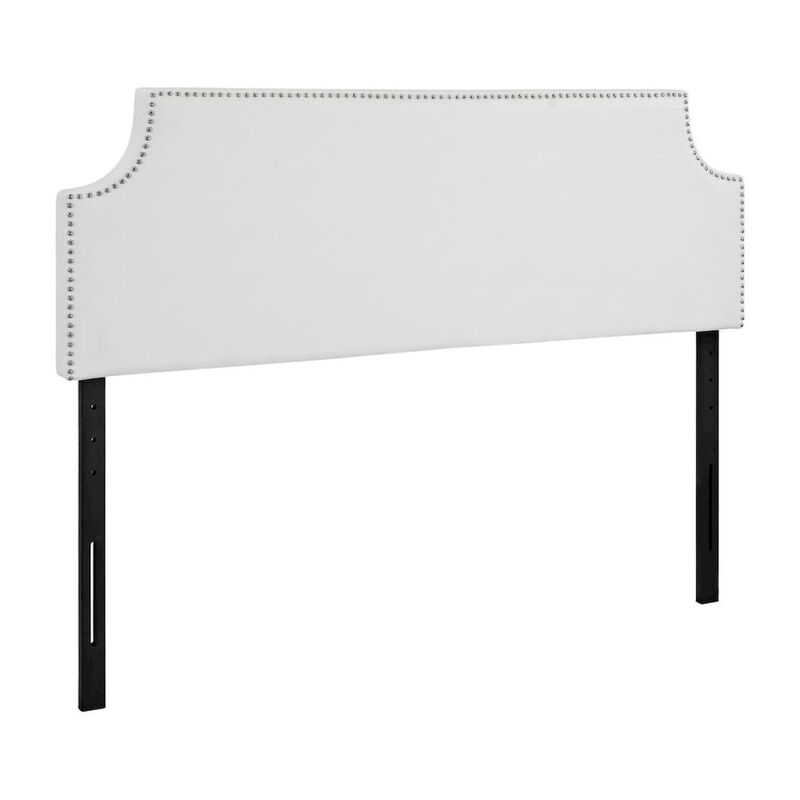 Upholstered Vinyl Queen Headboard in Neutral Tone with Durable Padding image number 0