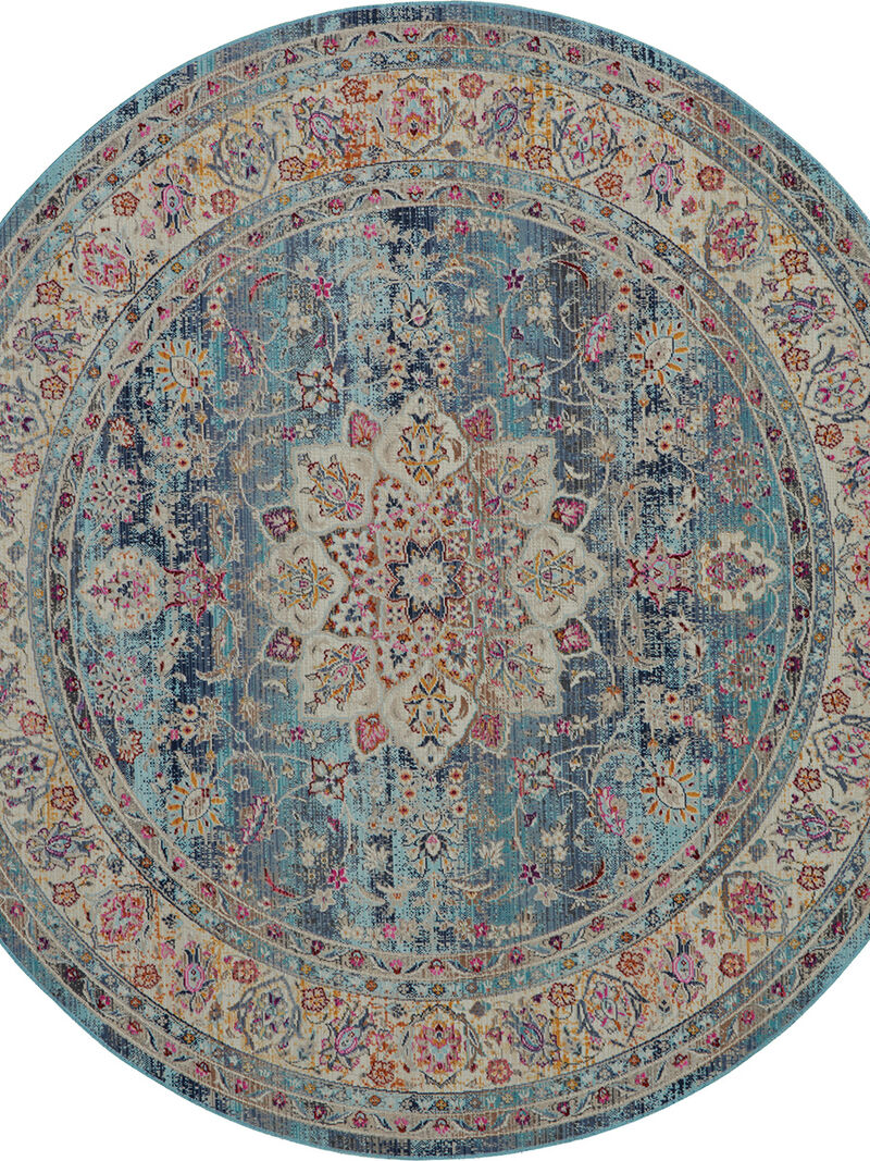 Vintage Kashan VKA01 Blue 6' x Round Rug