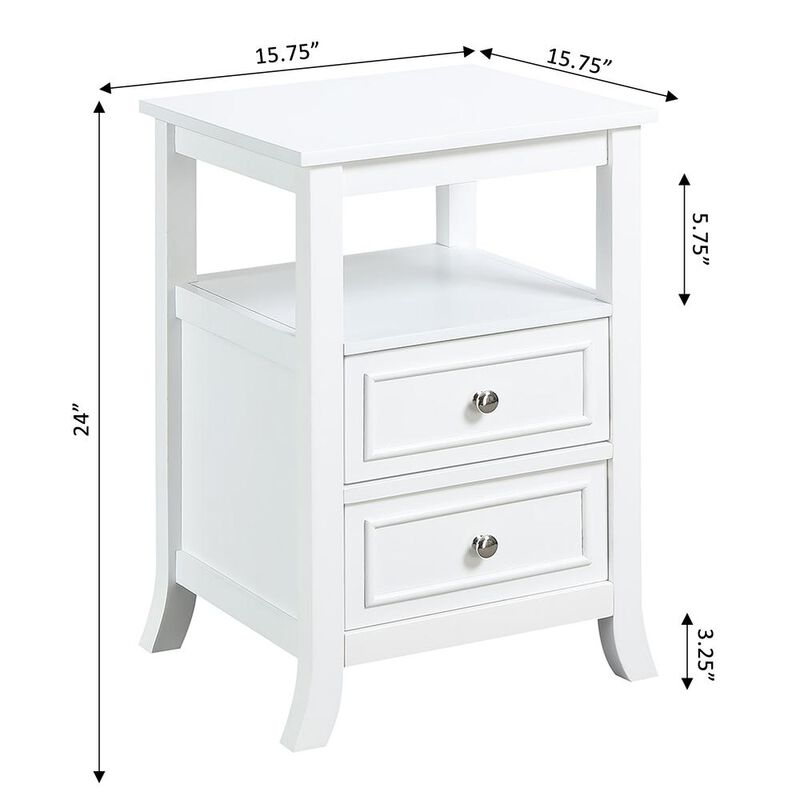 Convience Concept, Inc. Melbourne 2 Drawer End Table with Shelf