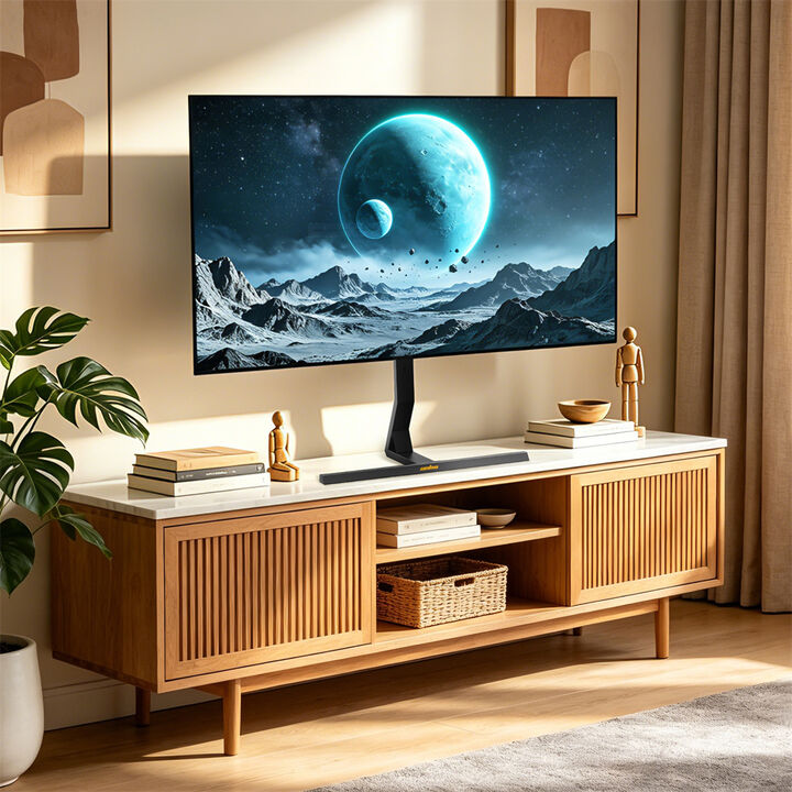 Tabletop TV Stand 40-75 Inch Swivel Height Adjustable VESA 600x400 Up To 110 Lbs