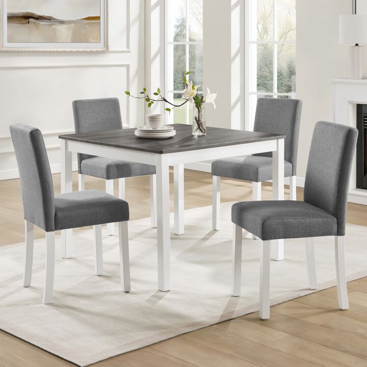 5 Piece Dining Table Set with 4 Chairs, square wooden dining table set for kitchen, dining table set for 4, modern dining furniture set