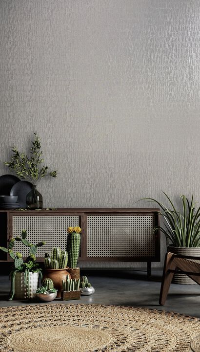 Kumano Ruche Silk Silver Grey Wallpaper 34506
