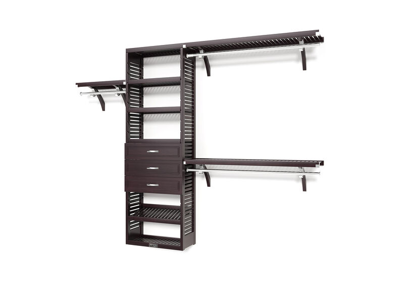 Solid Wood Reach-In Closet Organizer with 3 Drawers