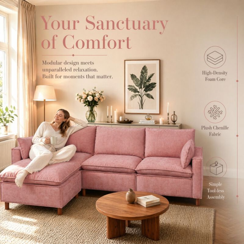 Medsmi Modular L-Shaped Sectional Sofa image number 7