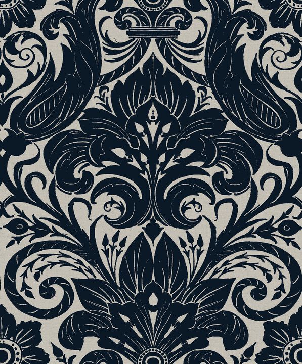 Off The Wall Damask Sauvage Blue Wallpaper LB25167