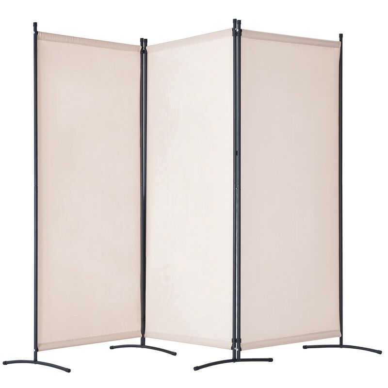 Foldable 3 Panel Room Divider Screen Portable Privacy Partition for Room Separation Office Bedroom-Beige image number 0