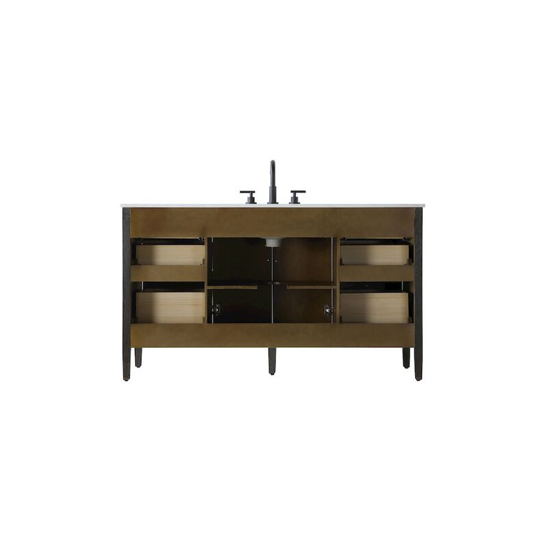 Elegant Kitchen and Bath 60 inch Single Bathroom Vanity inChocolate Oak