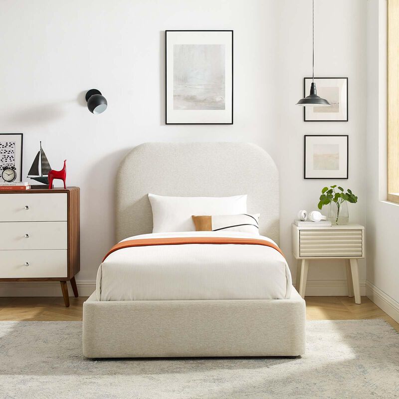Keynote Upholstered Fabric Curved Twin Platform Bed image number 1