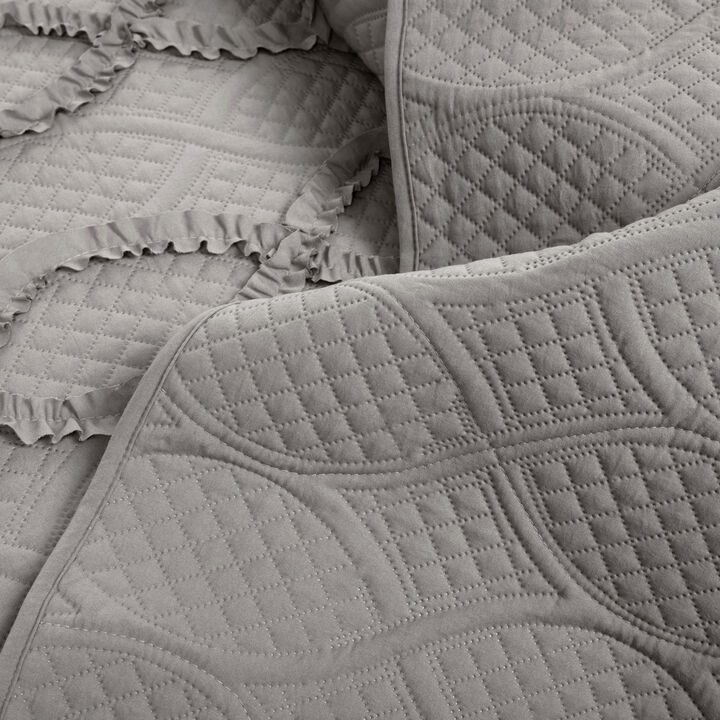 Avon Textured Ruffle Quilt 3Pc Set