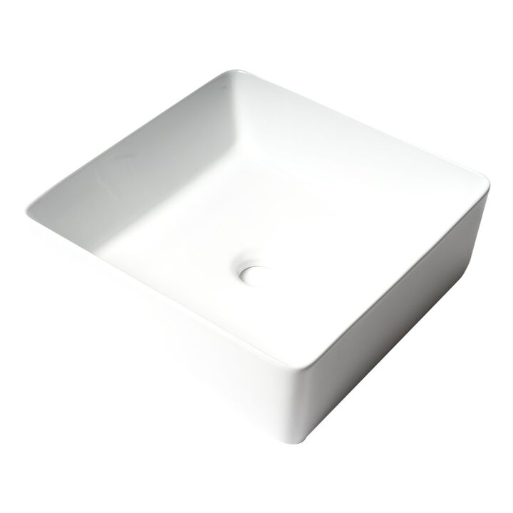 ALFI brand White 16 Modern Square Above Mount Ceramic Sink