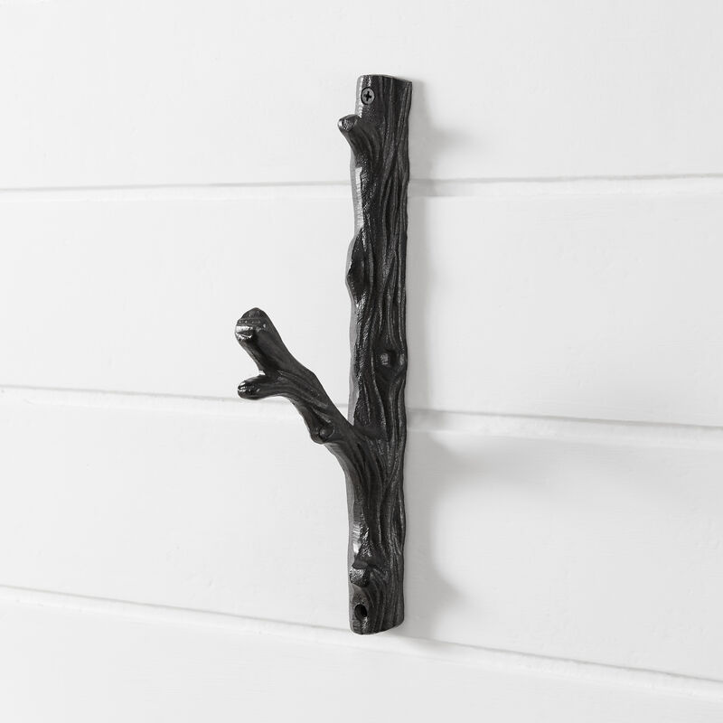 Brown Cast Iron Tree Branch Wall Mount Coat Hooks (Set of 2)