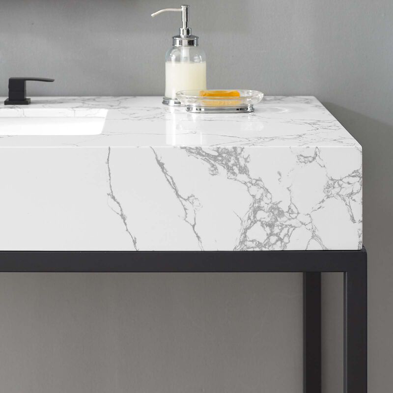 Kingsley 50" Black Stainless Steel Bathroom Vanity image number 8