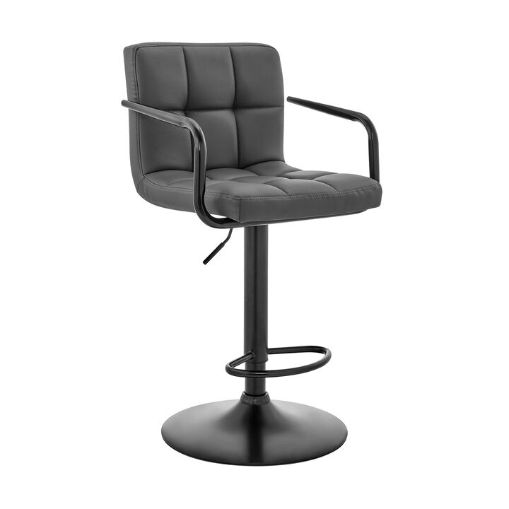 Laurant Adjustable Height Gray Faux Leather Swivel Stool