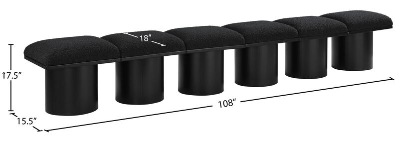 Meridian Furniture Pavilion Black Boucle Fabric Bench