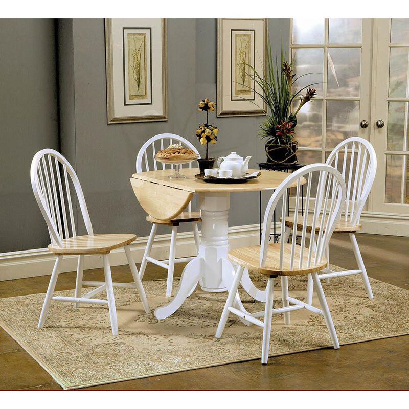 Coaster Co. of America Allison Drop Leaf Round Dining Table Natural Brown and White