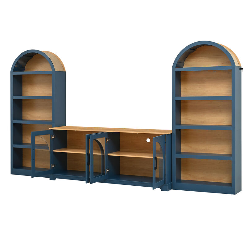 TATEUS Glass Door TV Stand image number 8
