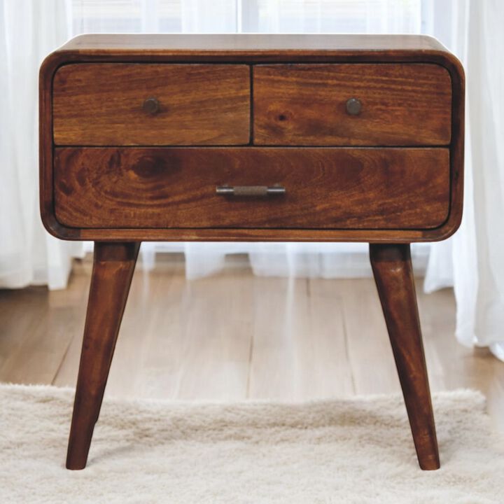 Artisan Furniture Solid Wood Avora 3-Drawer Chestnut Nightstand