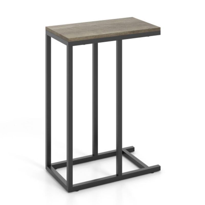 Modern C-Shaped Table with Robust Metal Frame for Living Room Use
