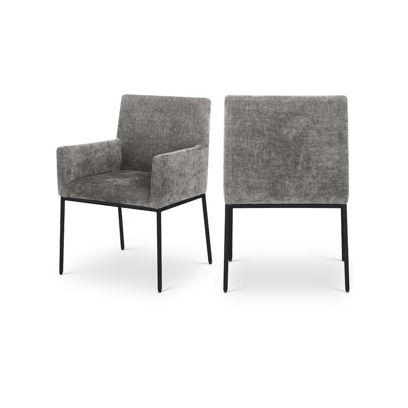 Meridian Furniture Reeves Grey Chenille Fabric Dining Chair, Set of 2