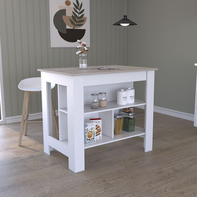Kitchen Island Antibacterial Dozza, Kitchen, Light Gray / White