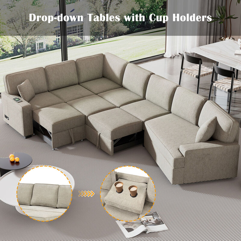 Merax L-shaped Sofa Chenille Sectional Sofa image number 4