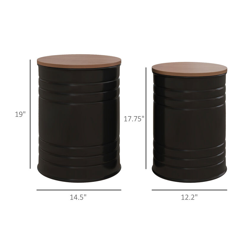 Hivvago Round Storage Ottoman Set for Bedroom or Living Room image number 2