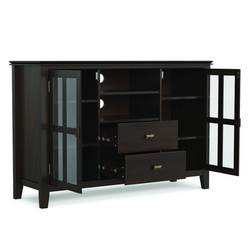 Artisan SOLID WOOD 53 inch Wide Contemporary TV Media Stand in Dark Chestnut Brown For TVs up to 60 inches image number 4