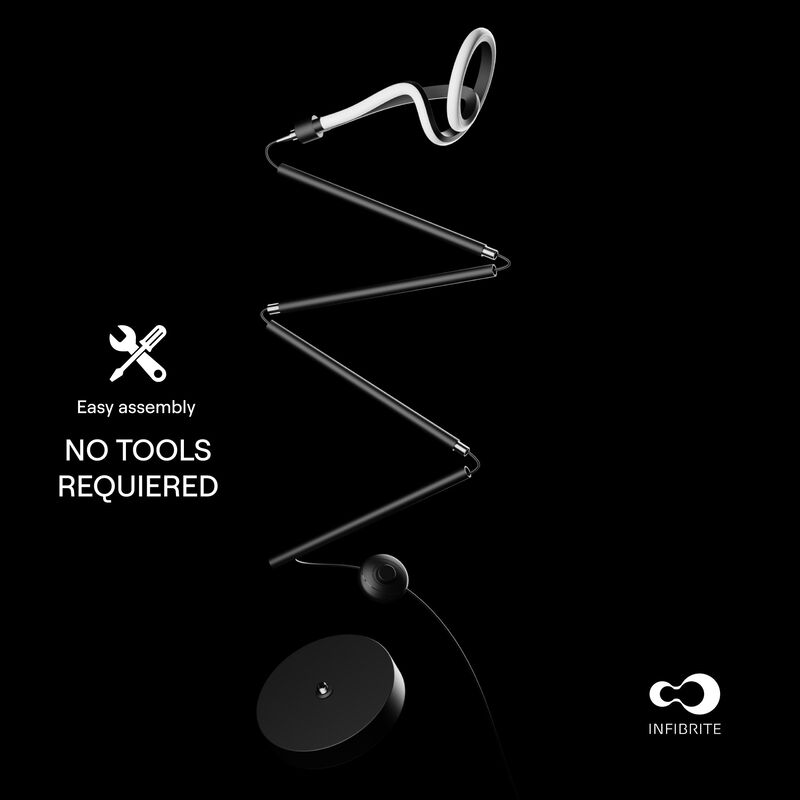 Modern Elegance 12W LED Floor Lamp 59 in 3000K Soft White - Loop Design in Matte Black and Rose Gold