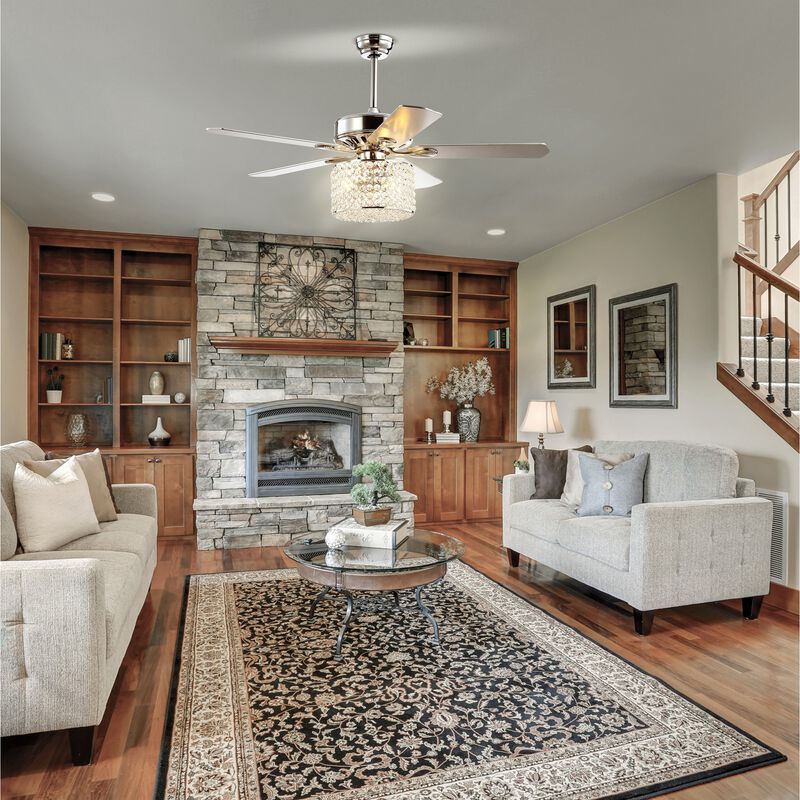 Brandy 3-Light Crystal Prism Drum LED Ceiling Fan With Remote