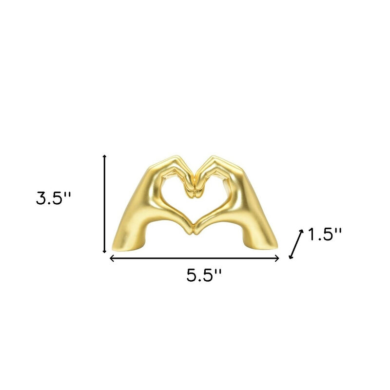 HomeRoots 4" Gold Resin Heart Hands Tabletop Sculpture image number 5