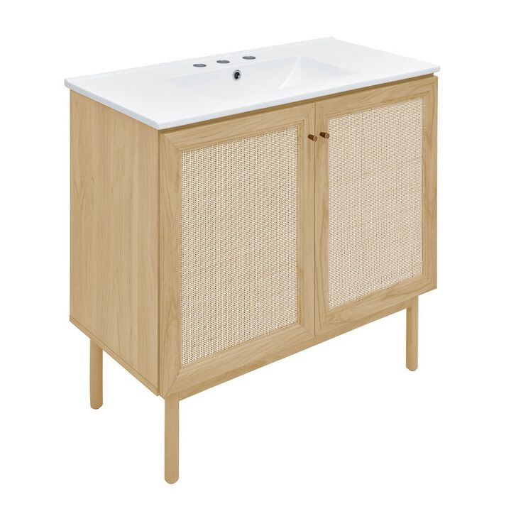 36" Freestanding Bathroom Vanity with 3-Hole Widespread Sink Top