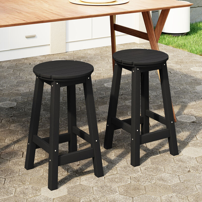 WestinTrends 24" HDPE Outdoor Patio Round Counter Height Bar Stool Set of 2