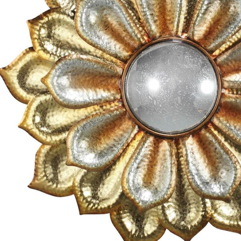 HomeRoots 36" Gold Metal Flower Framed Accent Mirror image number 3