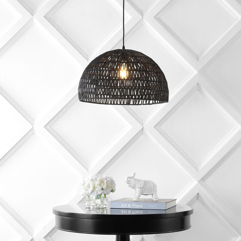 Campana Bohemian Modern Woven Rattaniron LED Pendant