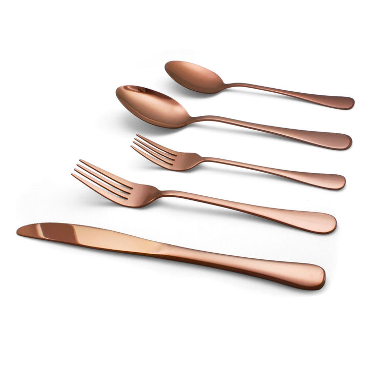 20-Piece Reflective Gold Flatware Set, Stainless Steel, Service For 4