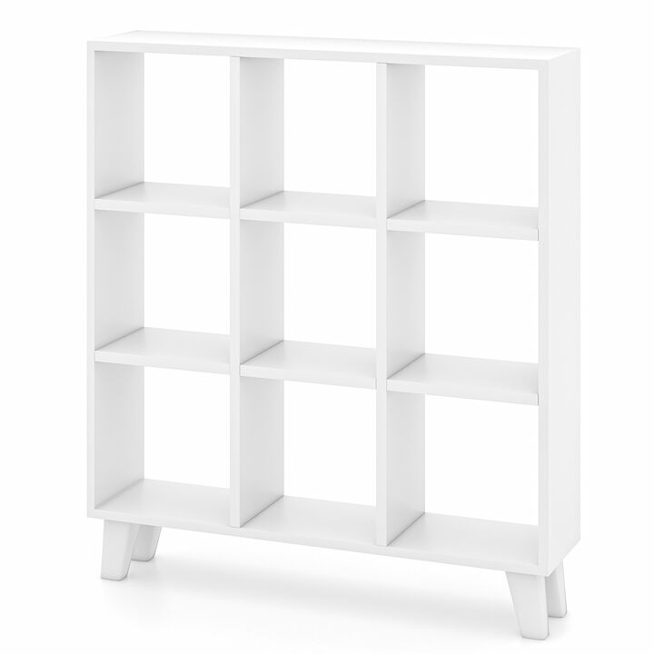 9-Cube Bookcase with 6 Removable Shelves and Raised Support Feet