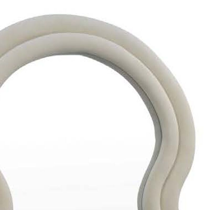 Izy Floor Mirror, 63 Inch, Light Beige Wavy Abstract Frame, Wood