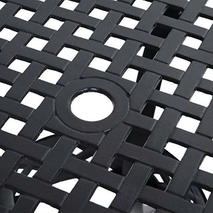 Hivvago Round Metal 33-inch Outdoor Patio Table in Black Cast Aluminum