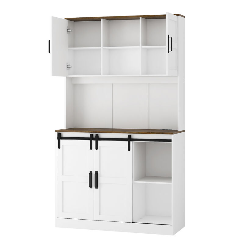Plelse Farmhouse Tall Bar Sideboard Storage Cabinet image number 8