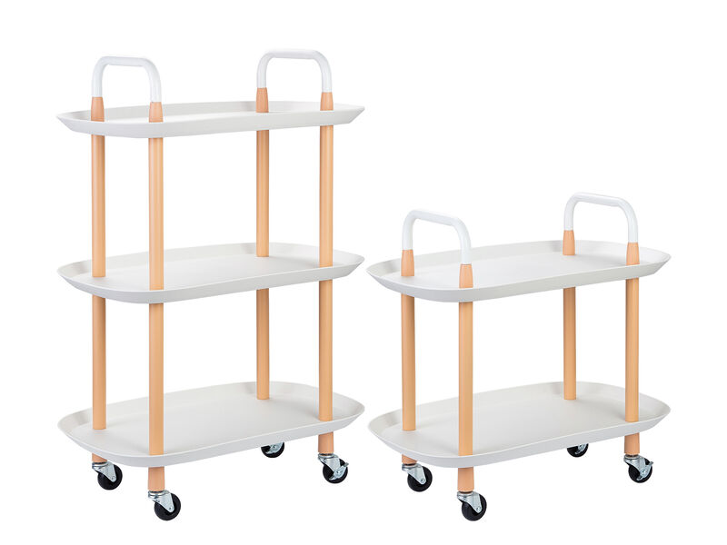 White Kitchen Cart with Handles and Lockable Wheels image number 1