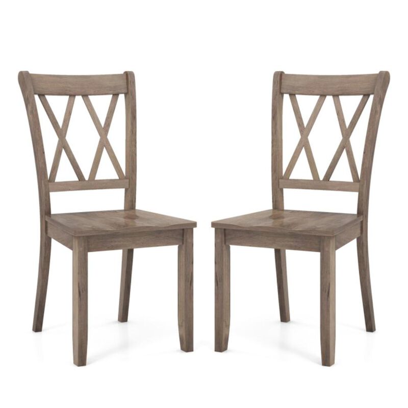 Hivvago Set of 2 Wooden Dining Chairs Mid Century Farmhouse Retro Kitchen Chairs