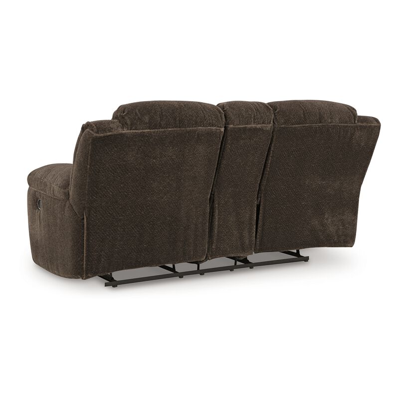 Briar Manual Double Reclining Loveseat, Brown Polyester, 80 Inch - Benzara