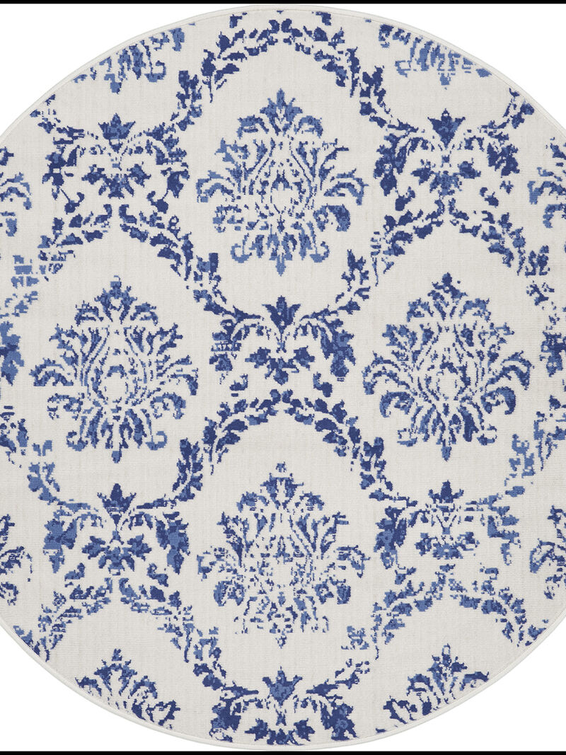 Whimsicle WHS01 Ivory/Navy 5' x Round Rug