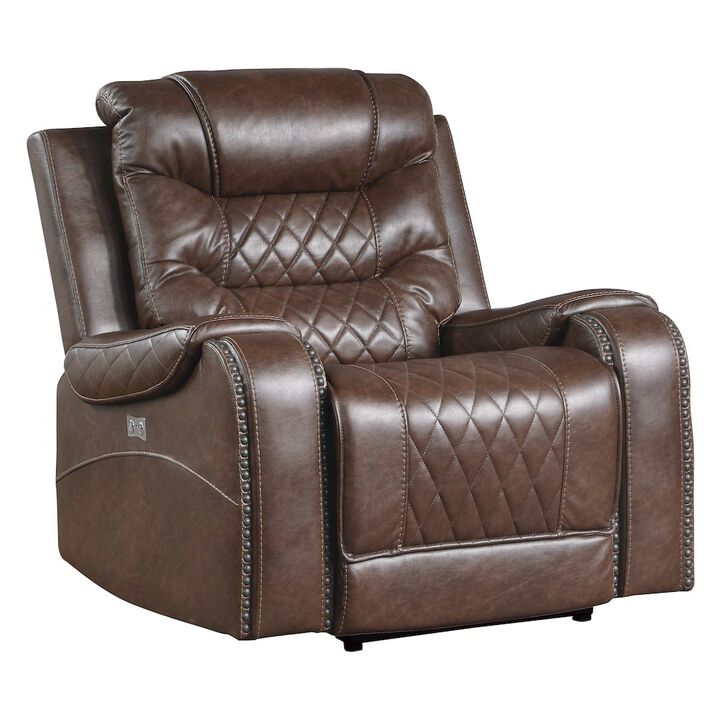 Lexicon Putnam Faux Leather Power Reclining Chair In Brown