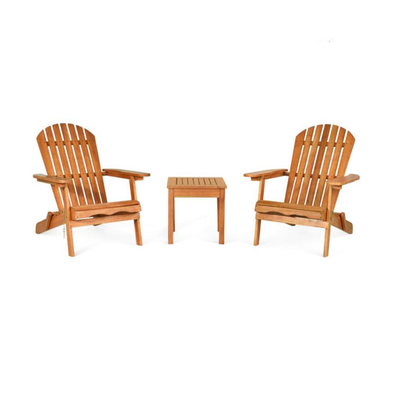 Hivvago 3 Pieces Adirondack Chair Set with Widened Armrest